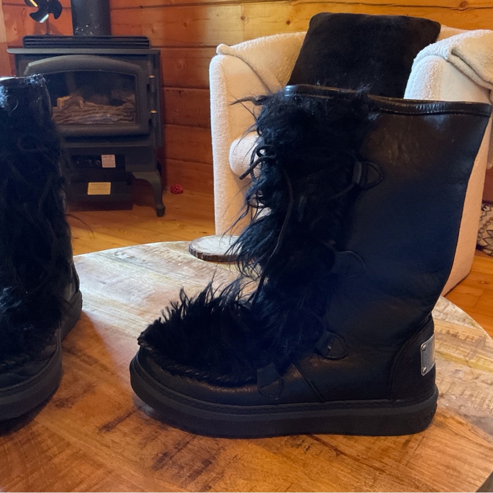 Karma of Charme Black Fur Boots.